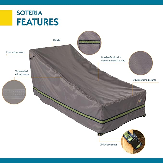 DUCKCOVERS Soteria Waterproof 74 Inch Patio Chaise Lounge Chair Cover, Chaise Lounge Covers Outdoor