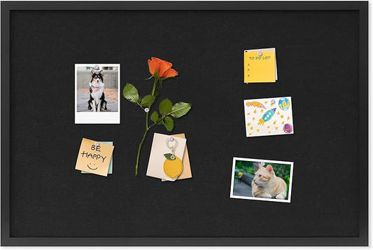 DAHAPYBOO Cork Board with Linen Black, Bulletin Board 30"x20", Corkboards