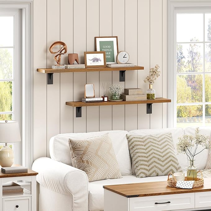 HOOBRO Floating Shelves for Wall, 31.5" Wall Mounted Shelves Set of 2, Hanging