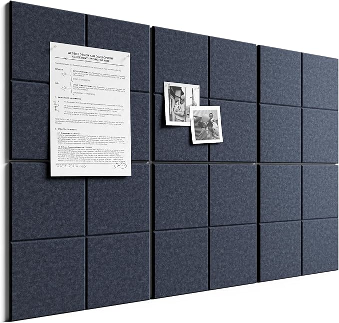 Bumusty Large Felt Bulletin Board, 30 Push Pins, 40 Adhesive Tabs