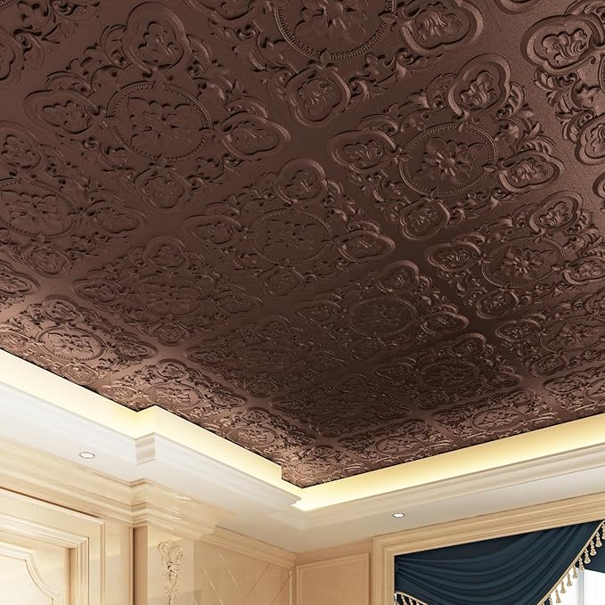 Art3dwallpanels 12 Pack Drop Ceiling Tiles, 24 x 24 Inch High Grade PVC 3D Wall