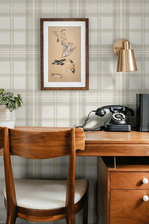 NextWall Harry & Grace Herringbone Plaid Premium Matte Non-Woven Peel and Stick