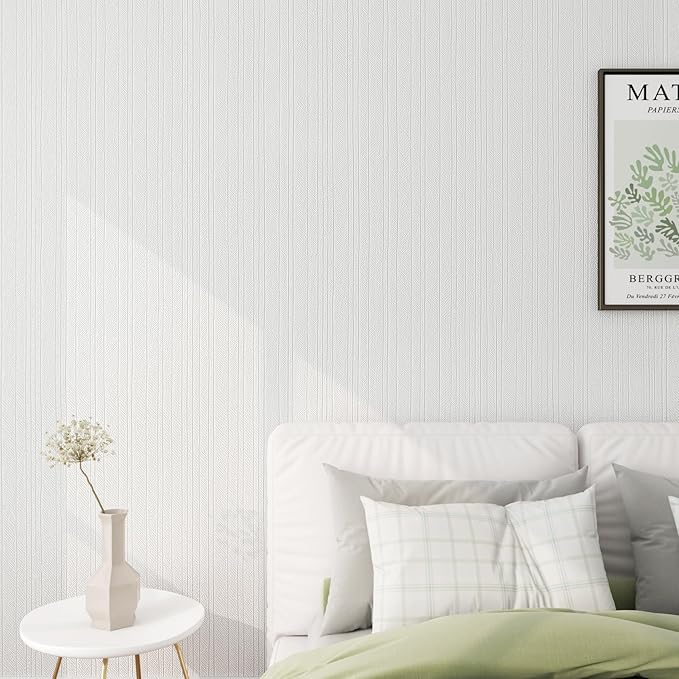 FunStick 16"x240" Modern Cream White Textured Wallpaper Peel and Stick