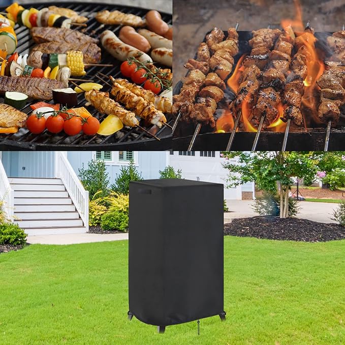 Smoker Cover Fit for Kingchii Vertical Charcoal Smoker BBQ Grill, Waterproof Portable Smoker Cover Vertical Smoker Covers-15 D x 16" W x 39" H