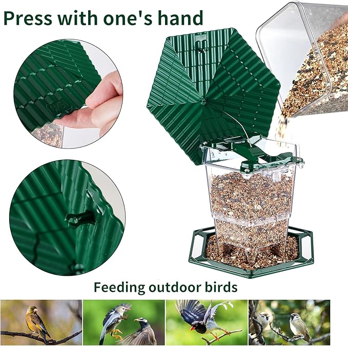 Jealoeur 2 Pack Bird Feeders for Outdoors Hanging Bird Feeder Wild Birds Seed, Green BB