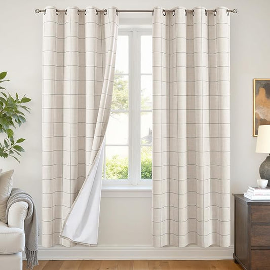 Lajode Grey Linen Blackout Curtains