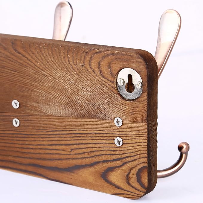 SKOLOO Rustic Pine Wood Wall Coat Rack