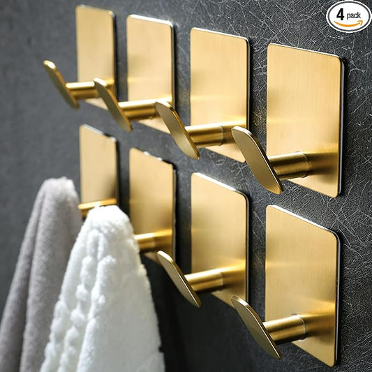 DELITON 8 Pack Gold Wall Hooks
