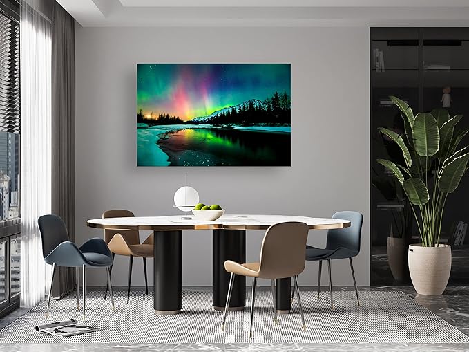S01969 Wall Art HD Aurora Scenery Painting on Canvas Prints Stretched and