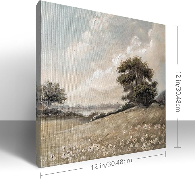 JolyWell Hand-Painted Vintage Canvas Wall Art, Landscape Wall Painting Prints