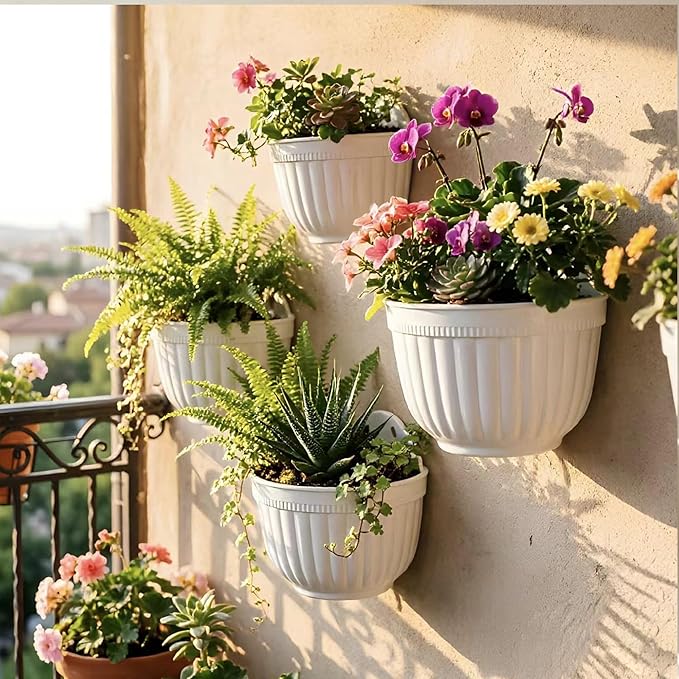 5 Pack Resin Wall Hanging Planter Pot Vertical Garden Living Wall Mount Window