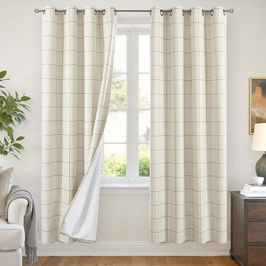 Lajode Sage Green Linen Blackout Curtains