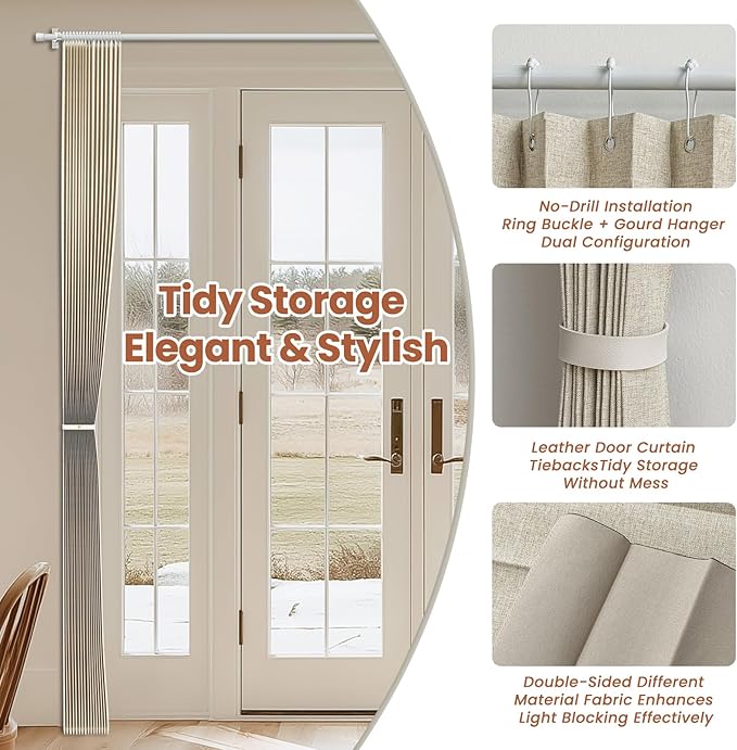 AJAZZ Blackout Accordion Door Curtain 98"x78" Cream Yellow