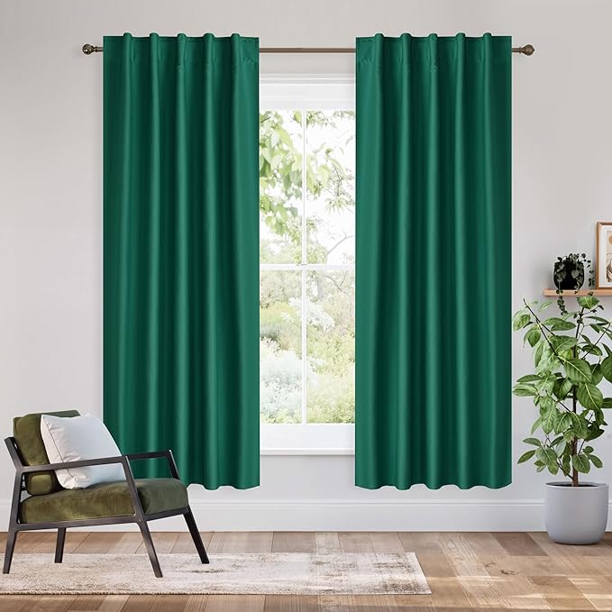 RYB HOME Bedroom Blackout Curtains 72 inches Long, 100% Blackout Thermal