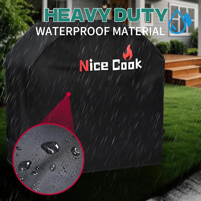 Gas Grill BBQ Covers for Outside Waterproof Weather - 600D Flat Top Grill Cover for Outdoor Grill with Adjustable Straps UV for Family and Friends Outing, 40 Inch