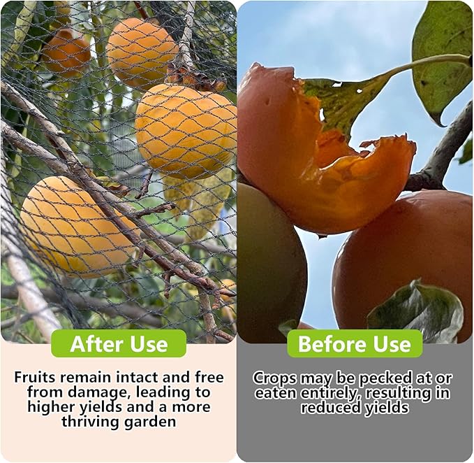 15x40ft Bird Netting, 1/2 inch Mesh, Heavy Duty Garden Netting for Fruit Trees, Blueberry Bushes, Vegetables, Extra Strong Woven Mesh Against Birds, Deer, Squirrels, Poultry and Other Animals