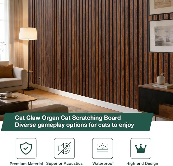 Yuzzy 4 Pack Wood Panels for Wall, 94.5" x 11" Acoustic Wood Slat Wall Panel