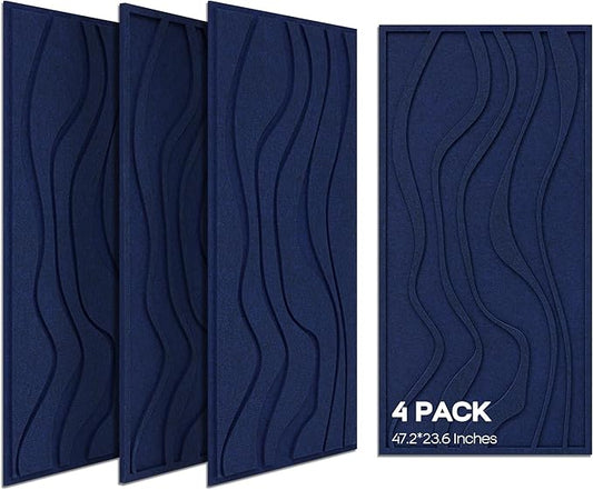 BUBOS 4 Pack Large Acoustic Panels, Total Size 47.2 x 23.6 Inches Soundproof