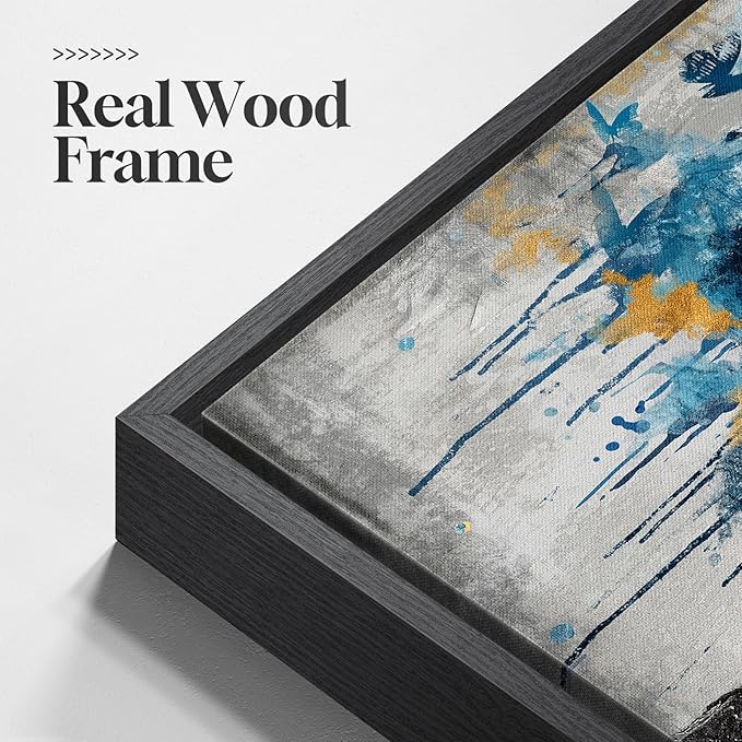 Framed Large Tree Wall Art, Modern Golden Butterfly Picture