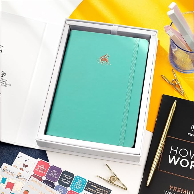 Clever Fox Planner Premium Edition – Undated Luxurious Weekly & Monthly Planner to Increase Productivity and Hit Your Goals – Organizer – Start Anytime, A5, Lasts 1 Year, Light Turquoise (Weekly)