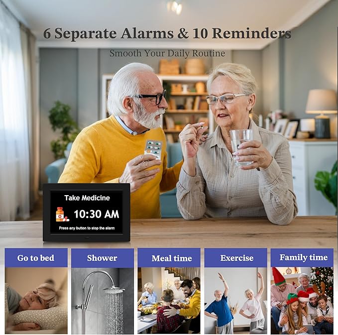 10.1'' Extra Large Digital Clock, 1280*800p HD Display, Dementia Clock