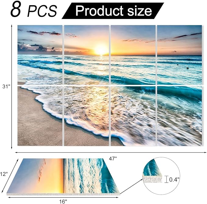 YPY Art Acoustic Panels Self Adhesive: Beach Wall Art Sound Proof Panel