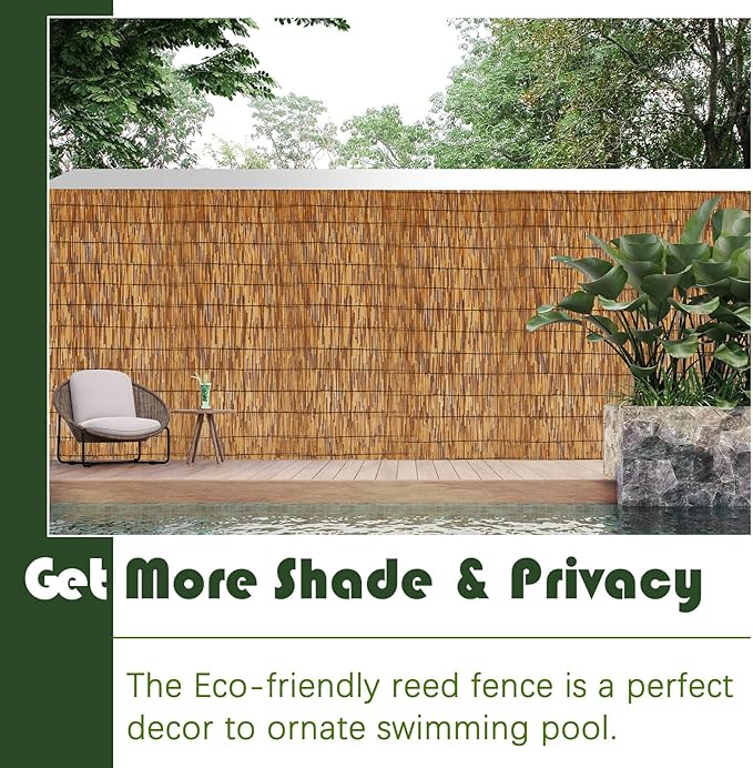 Barydat 3 Pcs 6 x 16.4 ft Reed Fence Roll, 85% Shade Bamboo Privacy Screen