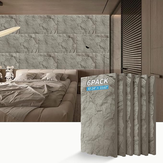 3D Faux Stone Wall Panels, Lightweight & Waterproof Accent Marble Rock Skin