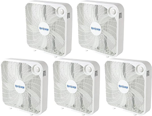 Hurricane 5 Pack Floor Box Fan, 3 Speed Powerful & Quiet Cooling, Classic, 20"