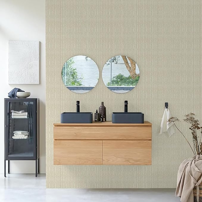 MelunMer Grasscloth Peel and Stick Wallpaper 17.3"x78.7", Contact Paper