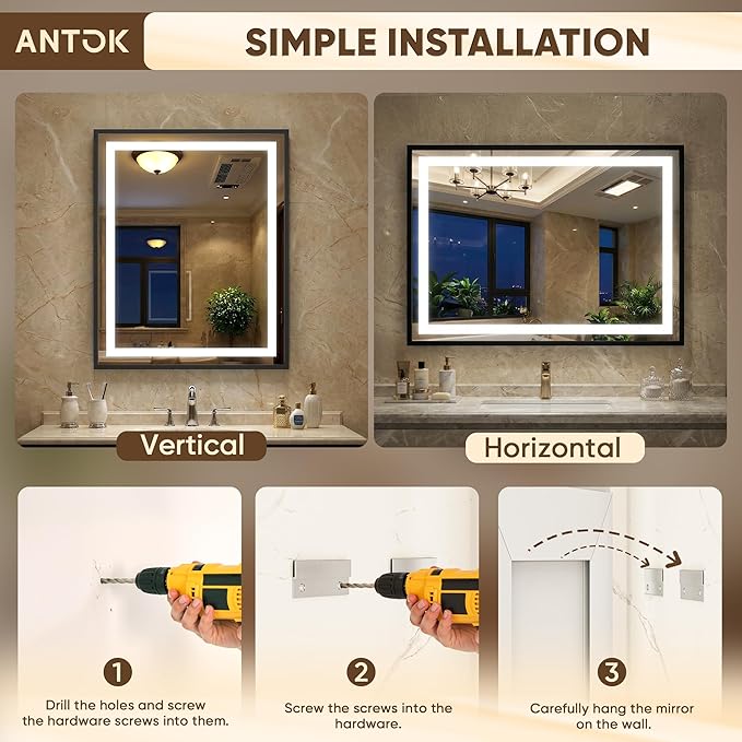 Antok 30X36 LED Bathroom Mirror