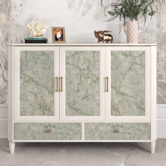 Vinyl 15.8" x 472" Green Marble Contact Paper