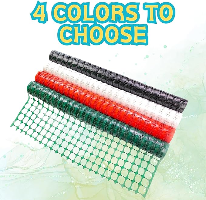 PotatoLife Plastic Mesh Fence Safety Fence, 4'x100' Roll with 100 Zip Ties, Resuable Temporary Netting for Garden Fencing, Construction, Snow Fencing, Animal Barrier, Poultry, Deer, Patio, Black