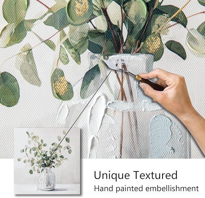Eucalyptus Hand painted Canvas Wall Art, Eucalyptus Plant Painting Art Decor