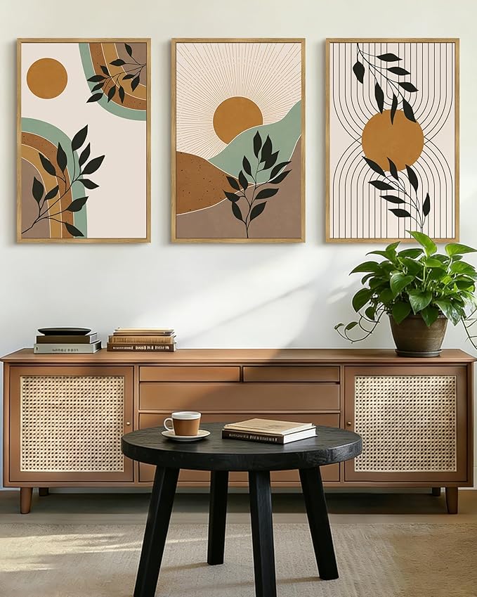 PHOPAGO Boho Wall Art Sage Plant Botanical Framed Wall Printing Large 24x36in