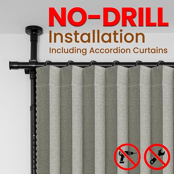 100% Blackout Room Divider Curtains Sets Grey W100 x L96 in 1 Panel No Drill