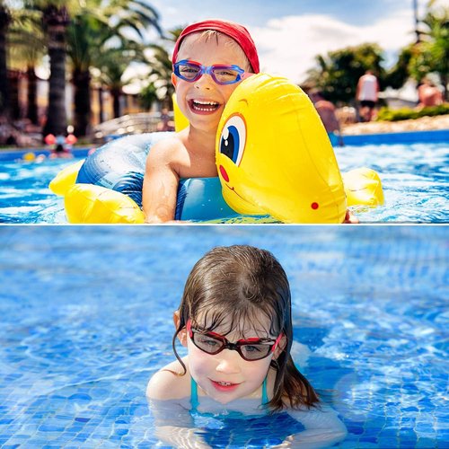 COOLOO Kids Swim Goggles - 2 Pack of Comfortable, Adjustable Goggles for Ages 4-16