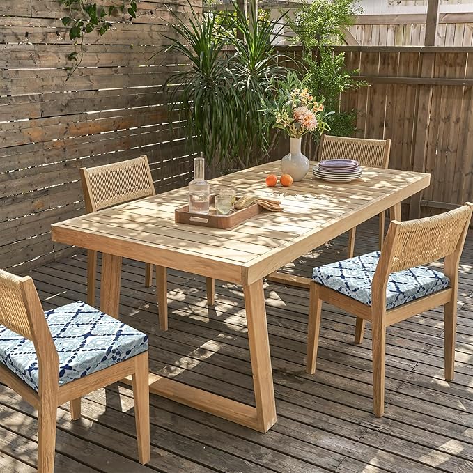 LVTXIII Outdoor Chair Cushions 18.5"x16"x2" Pack of 4, Water-Repellent Square Corner Memory Foam Seat Cushions with Ties for Garden Patio Furniture, Boho Geometry Blue