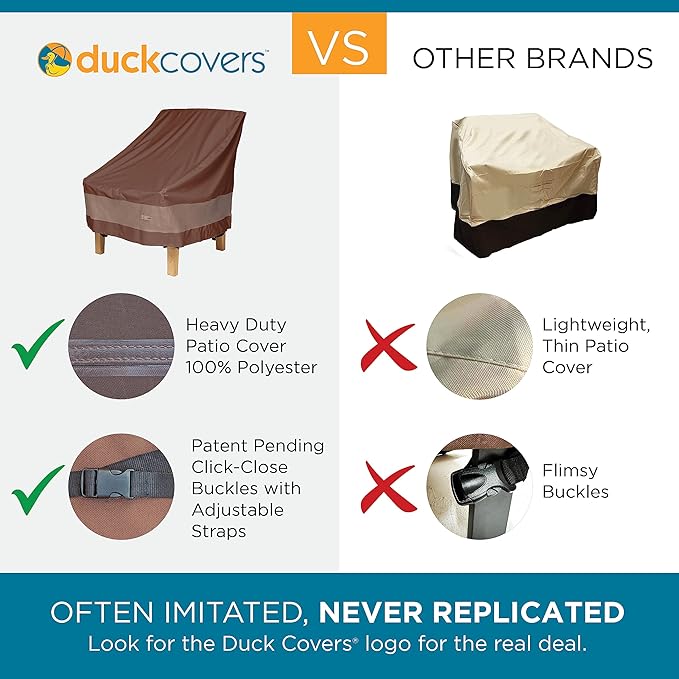 DUCKCOVERS Ultimate Water-Resistant 92 Inch Square Patio Table & Chair Set Cover, Outdoor Table Cover