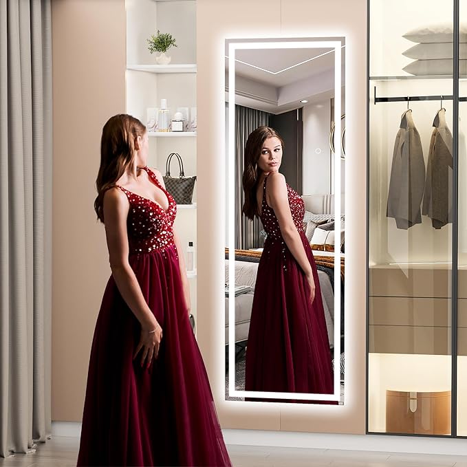 Hasipu Full Length Mirror with Lights, Full Body Dressing Standing, Hanging