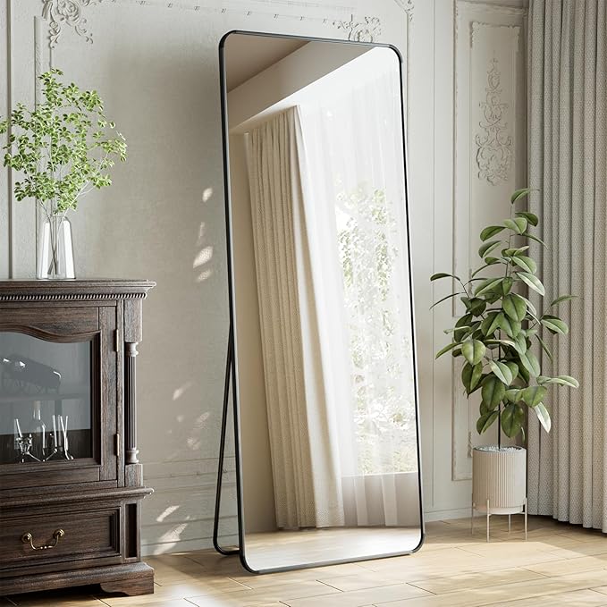 XRAMFY 65"x24" Floor Full Length Mirror Standing Full Body Rounded Corner