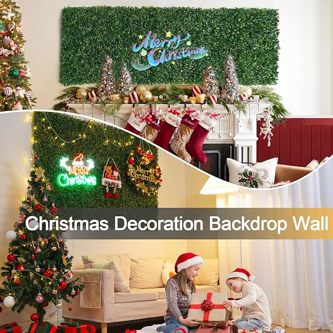 Luyue 6PCS 20”×20” Boxwood Panels, Artificial Grass Wall Panels Fake Greenery