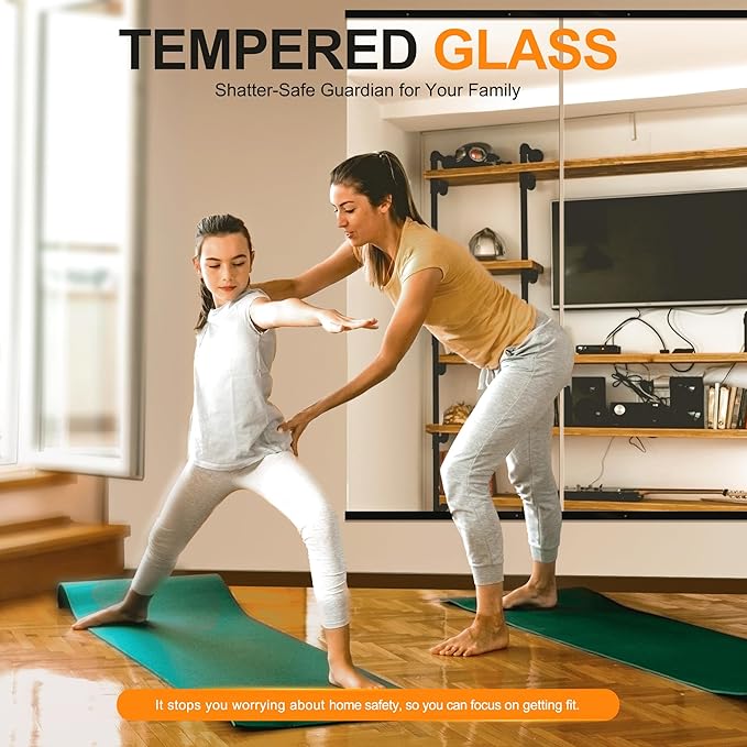 Delma Large Full Body Mirror for Yoga, Frameless Wall-Mounted Glass Panel 2PCS