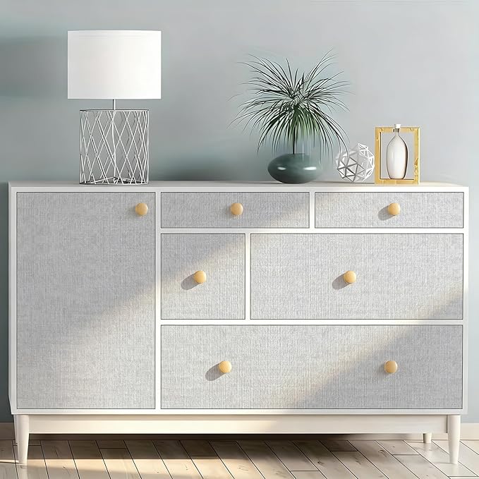 Grasscloth Peel and Stick Wallpaper, Light Grey Vintage Textured Faux Linen