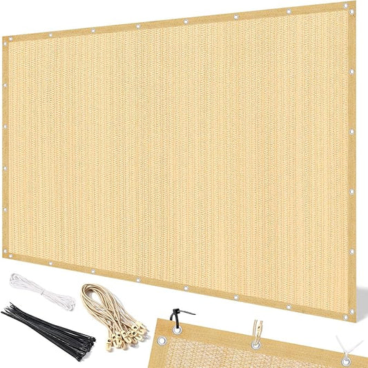 Artpuch 90% Sun Shade Cloth, 6 x 8 FT Pergola Shade Cover Canopy with Grommets, Sun Screen Fabric Tarp for Patio, Outdoor, Garden, Backyard, Wheat