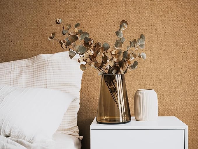 Brown Contact Paper Textured Beige Grasscloth Wallpaper Peel and Stick