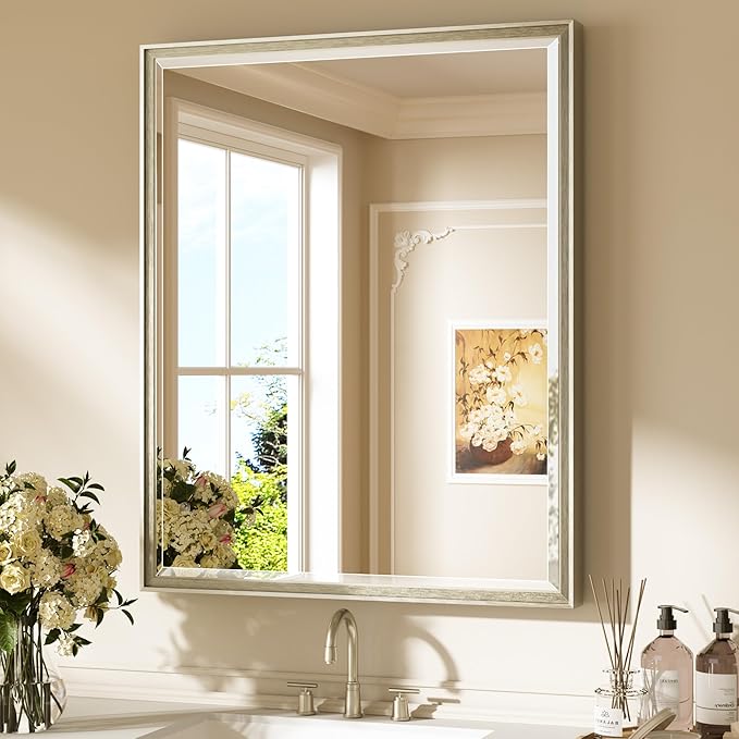 Keonjinn 30" x 36" Brushed Nickel Bathroom Mirrors