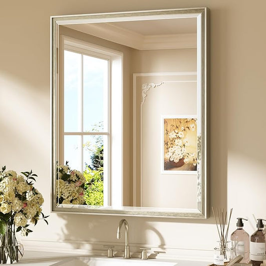 Keonjinn 30" x 36" Brushed Nickel Bathroom Mirrors