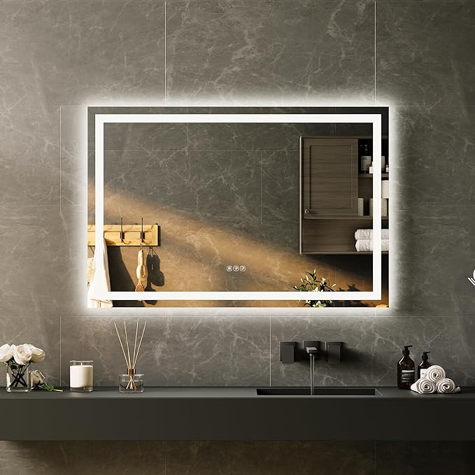 LED Bathroom Mirror 45 x 30 inch, Lighted Bathroom Vanity Mirror