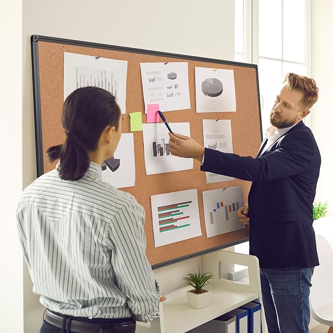 Extra Large Cork Bulletin Board 60" X 48", Wall Mounted Notice Pin Board